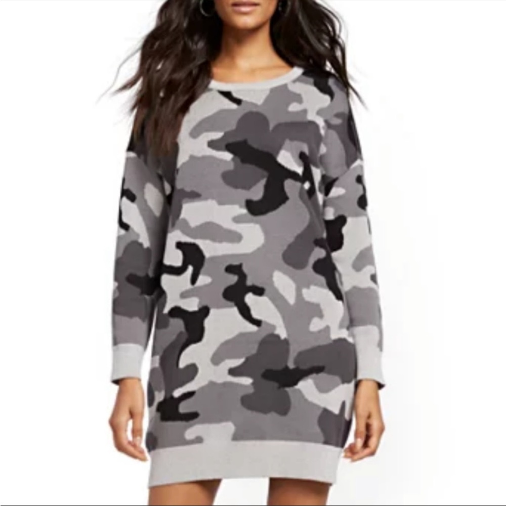 Metallic Camouflage Sweater Dress Long Sleeve NWT